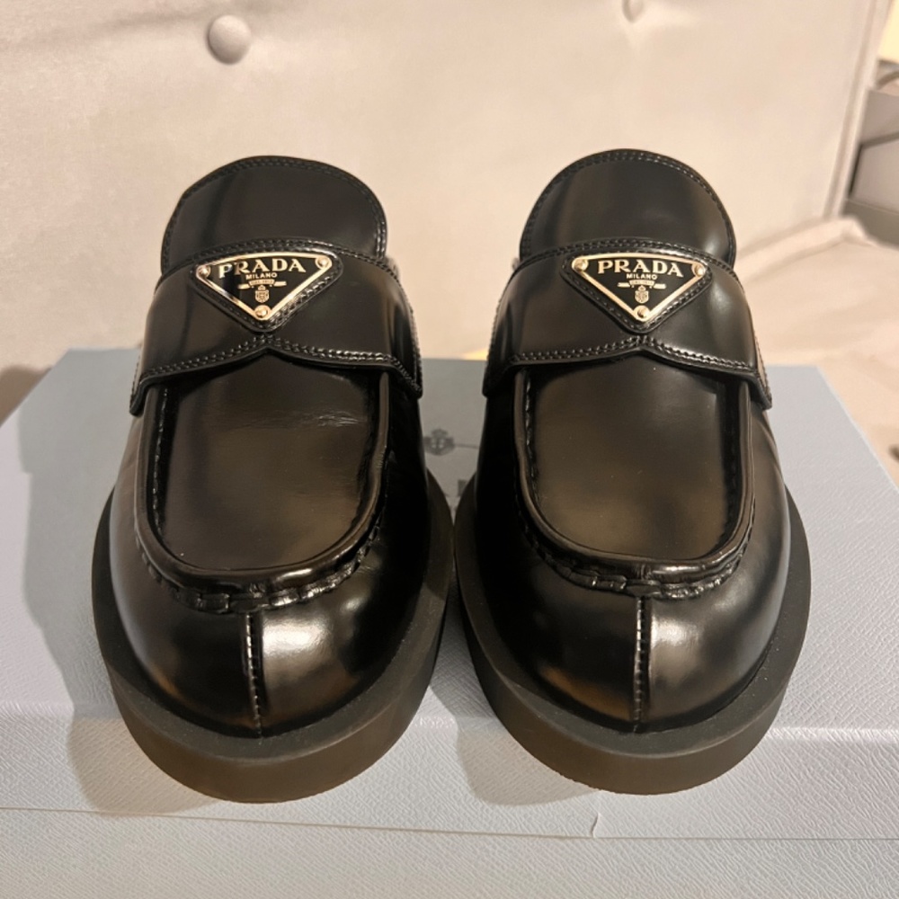 Prada Black Leather Loafers BNIB - Picture 2 of 4